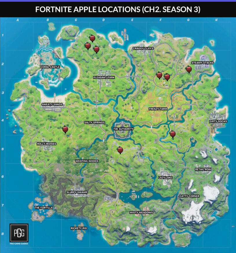 Where Do Apples Spawn In Fortnite Chapter 2 Season 7 Fortnite Apple Locations In Chapter 2 Season 3 Pro Game Guides