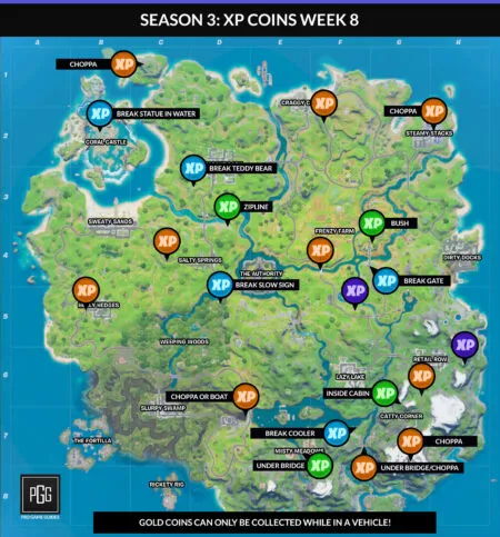 Fortnite Season 3 XP Coin Locations - Maps for All Weeks! - Pro Game Guides