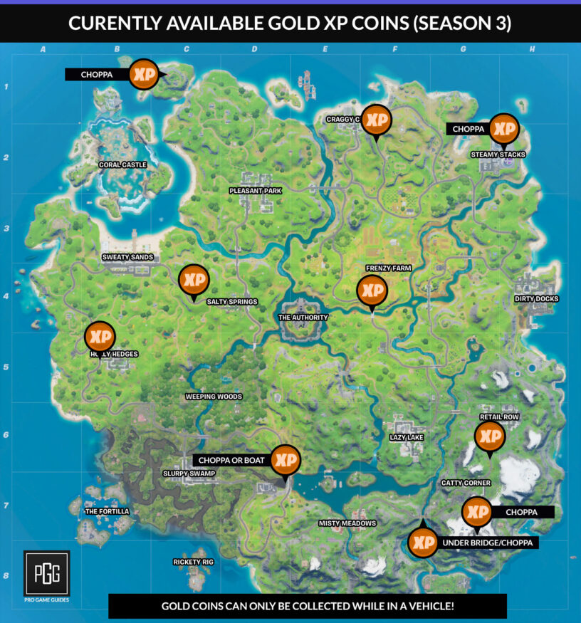 Where To Find The Coins In Fortnite Fortnite Season 3 Xp Coin Locations Maps For All Weeks Pro Game Guides