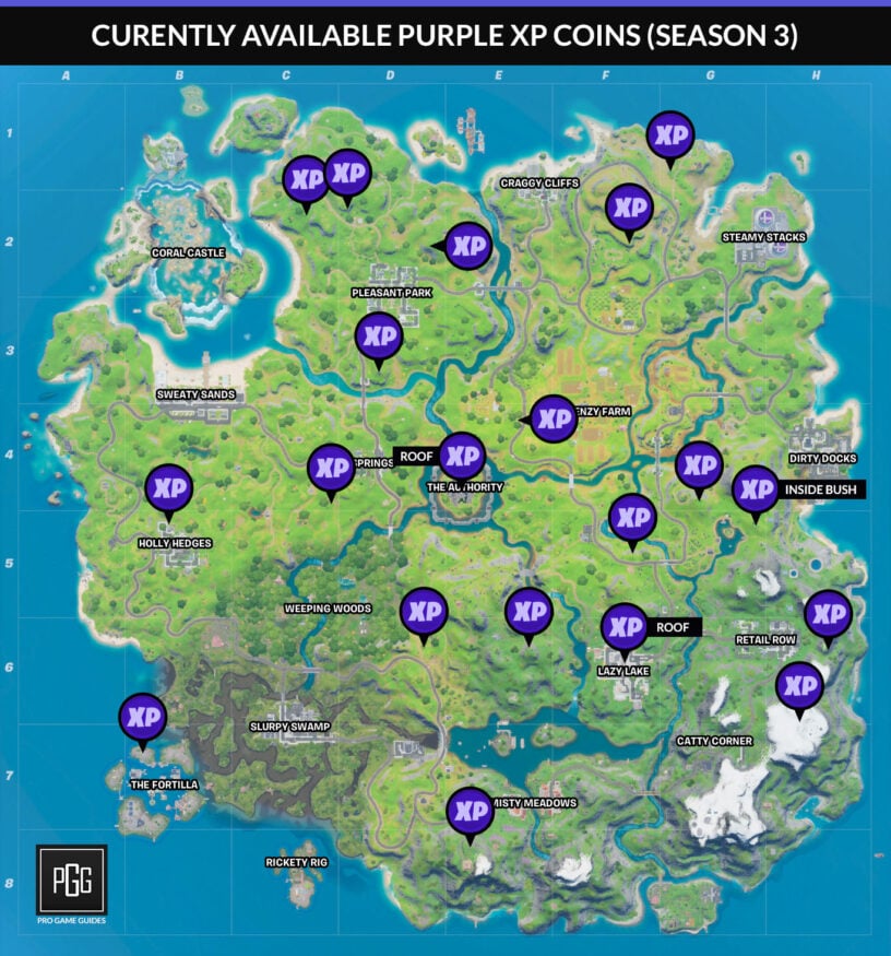 Fortnite Season 3 Xp Coin Locations Maps For All Weeks Pro Game Guides - collected all the coins roblox