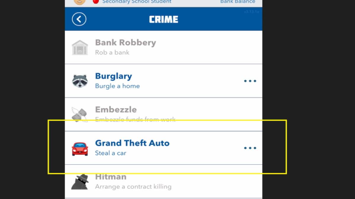 Grand Theft Auto in BitLife