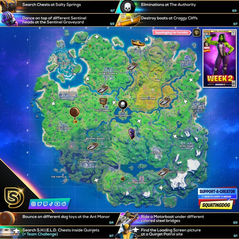 Fortnite Season 4 Week 2 Challenges Guide Cheat Sheet Pro Game Guides
