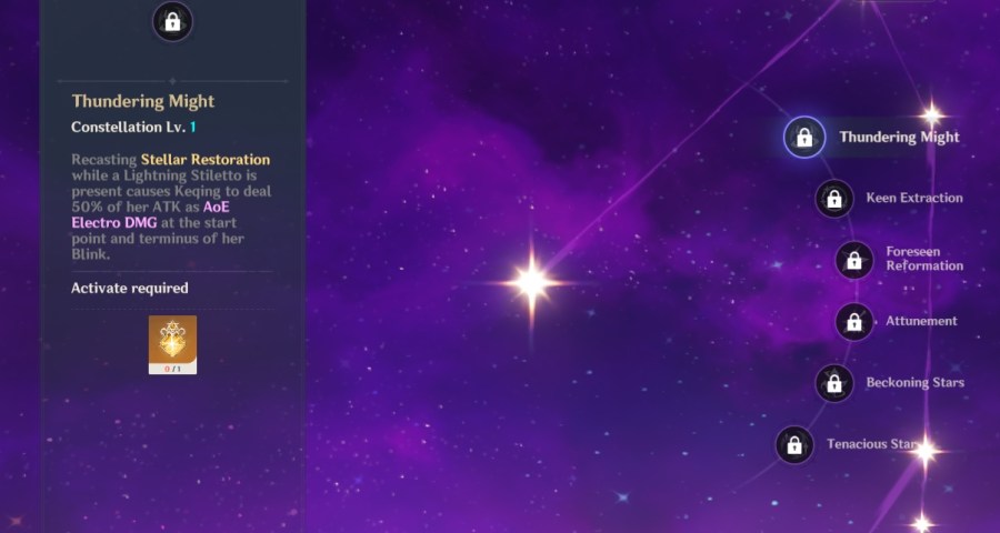 A screenshot of Keqing's Constellation in Genshin Impact