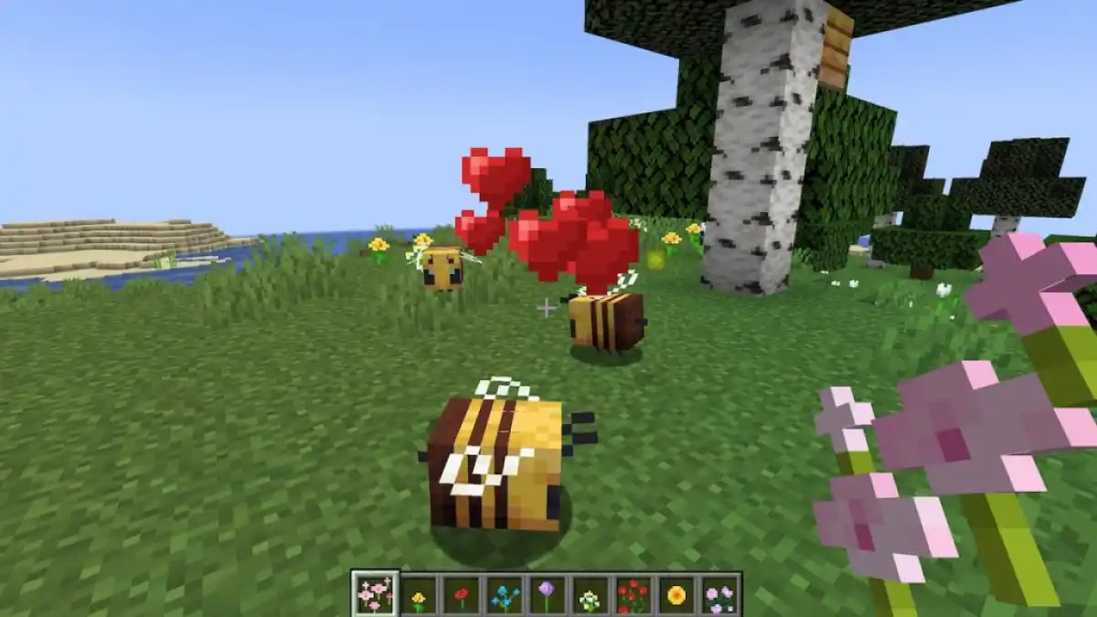 Breeding two Bees in Minecraft.