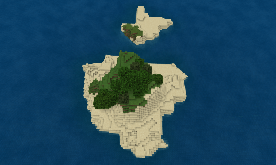 A small island shaped like Texas in Minecraft.