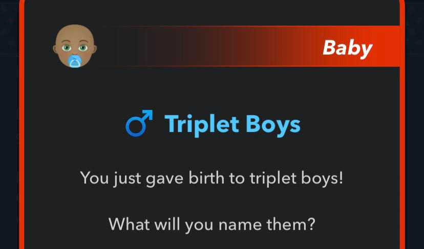 Example of triplets in BitLife