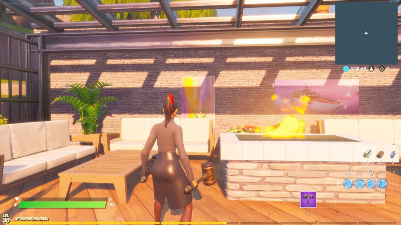 Beach ball behind painting in Fortnite
