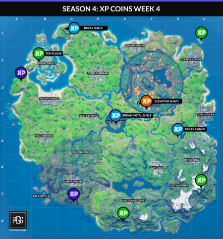 Fortnite Season 4 XP Coins Locations - Maps for All Weeks! - Pro Game ...