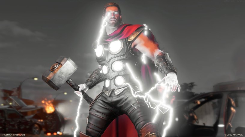 Thor covered in lightning