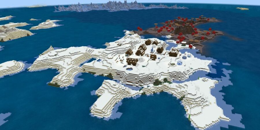 Frozen Island with Mushroom Biom and village.