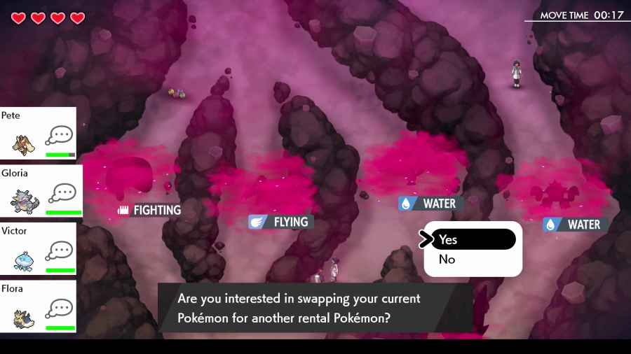 A screenshot of a traders items in Pokemon Sword and Shield DLC the Crown Tundra, showing the different paths you can take in a Dynamax Adventure to earn Dynite Ore