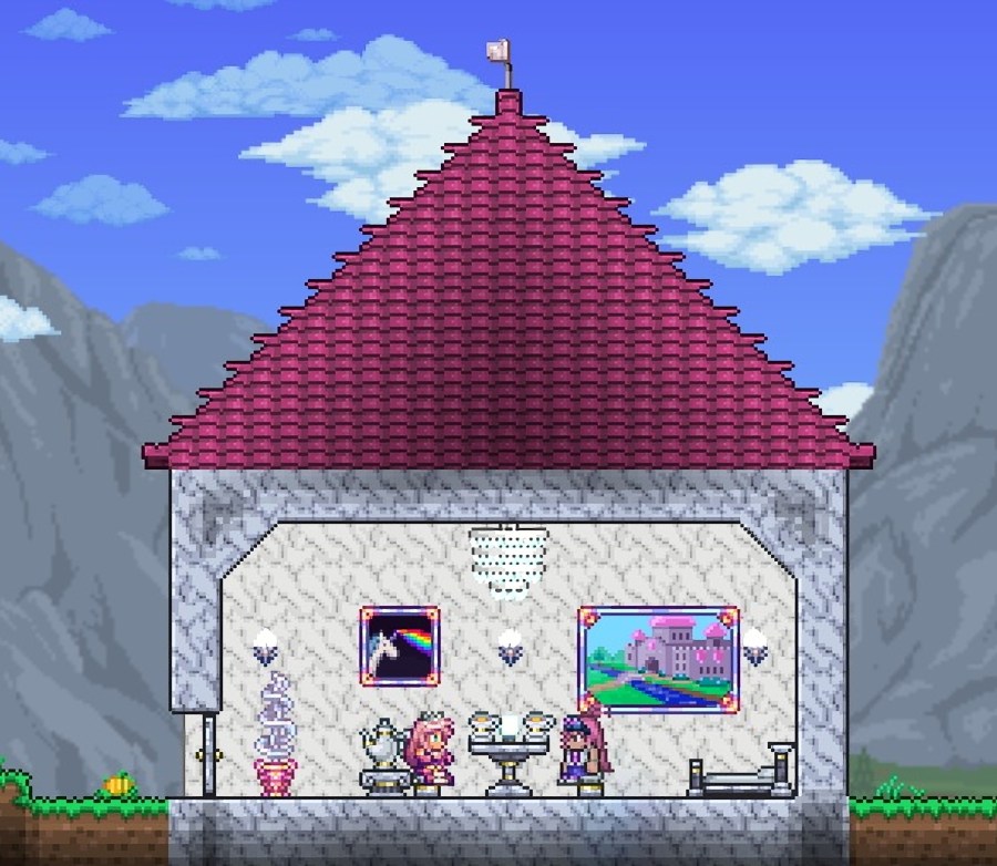 A screenshot of the new NPC the Princess in her house in Terraria