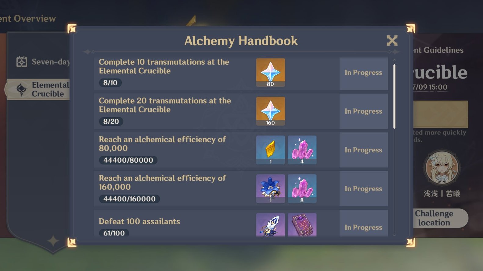 Elemental Coop Event, plus Alchemy Handbook coming to Genshin Impact