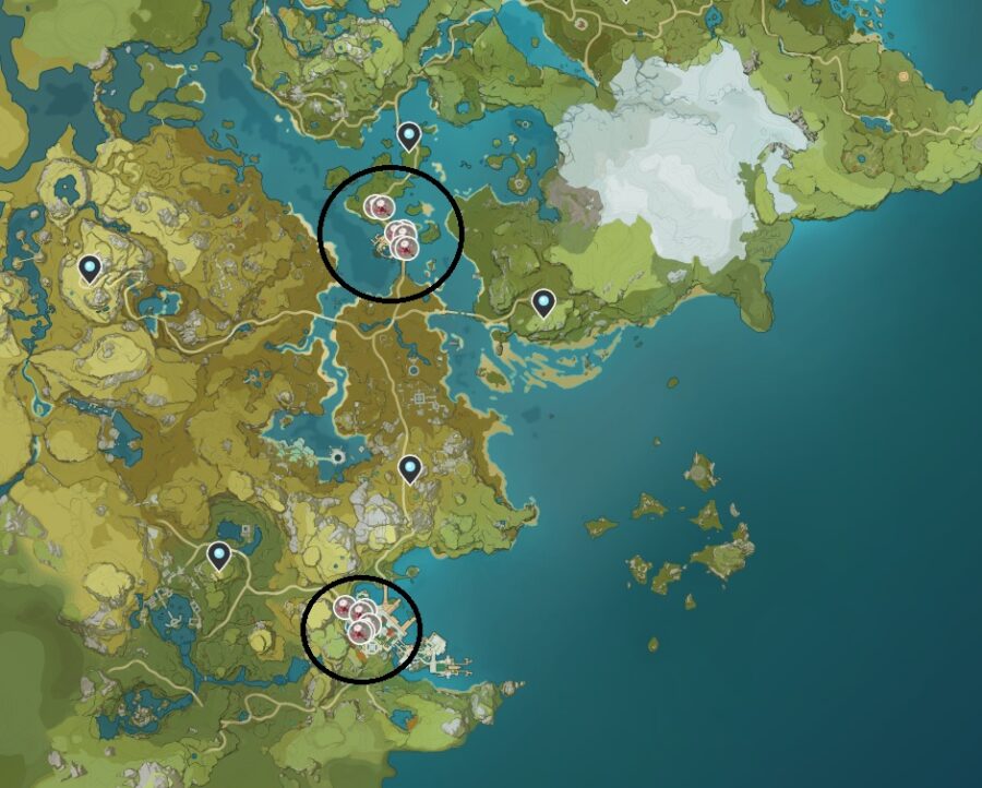 A screenshot of where to find Silk Flower in Genshin Impact.