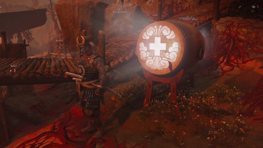 A picture of the healing drum used to heal teammates in Ghosts of Tsushima Legends