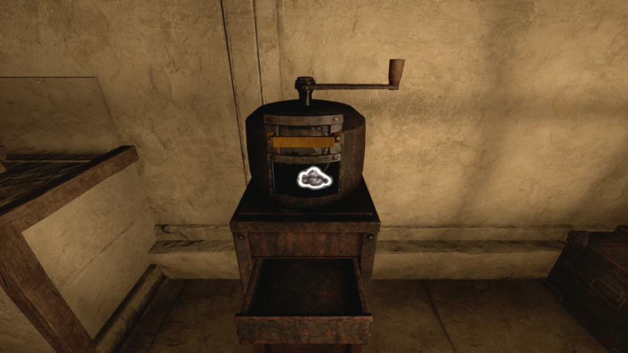 A screenshot of the charcoal grinder in Amnesia: Rebirth