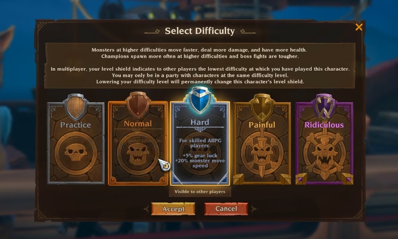 torchlight 3 change difficulty