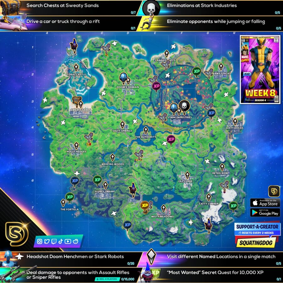 Fortnite Season 4 Week 8 Challenges Cheat Sheet Release Time Pro Game Guides