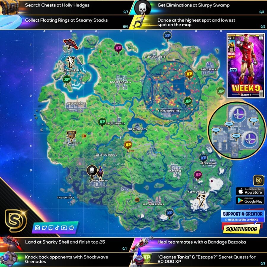 Fortnite Season 4 Week 9 Challenges Cheat Sheet Release Time Pro Game Guides