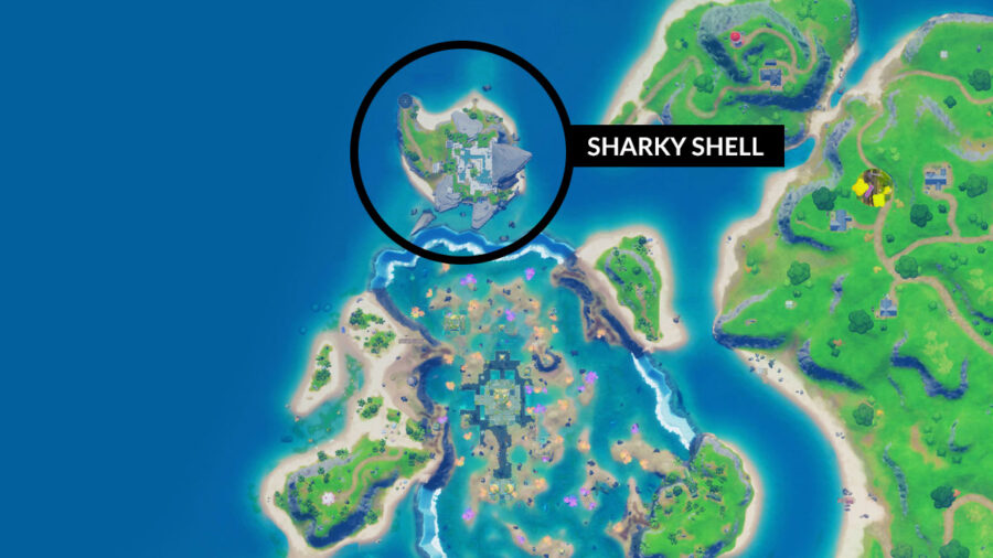 Расположение Sharky Shell на карте Fortnite