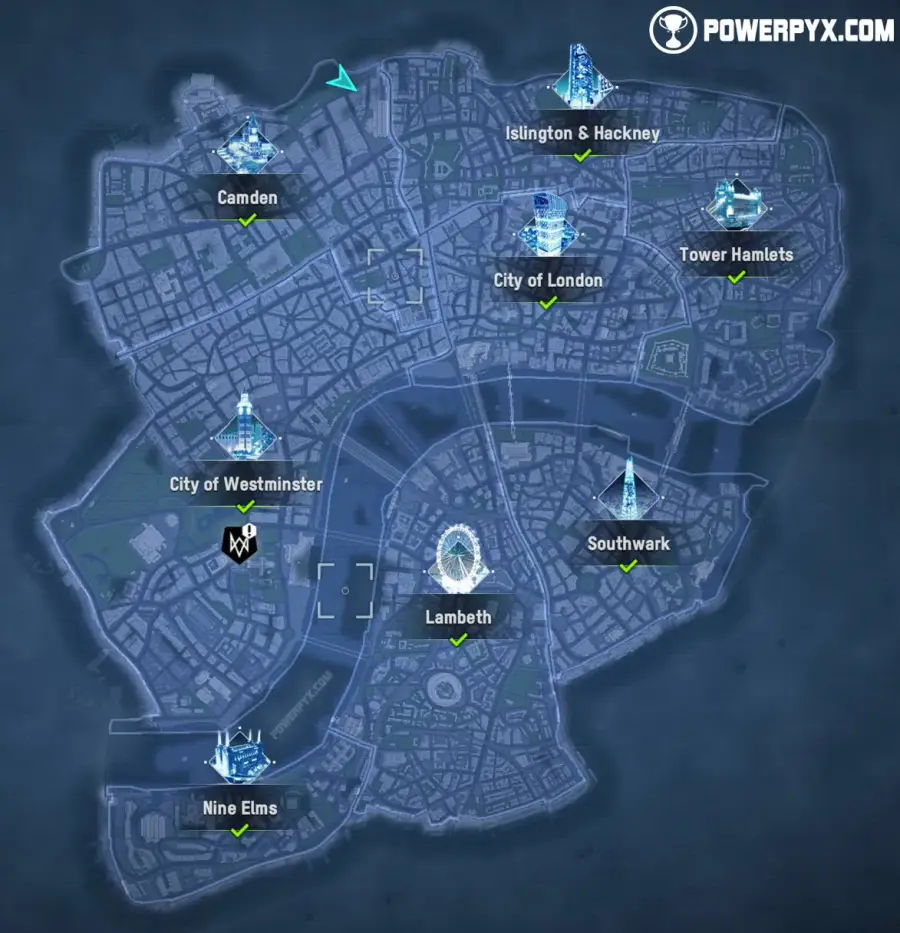 A map of Watch Dogs: Legion