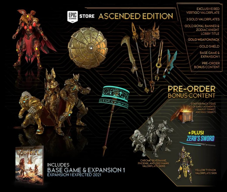 A picture of what is all in the Ascended PC Edition of Godfall