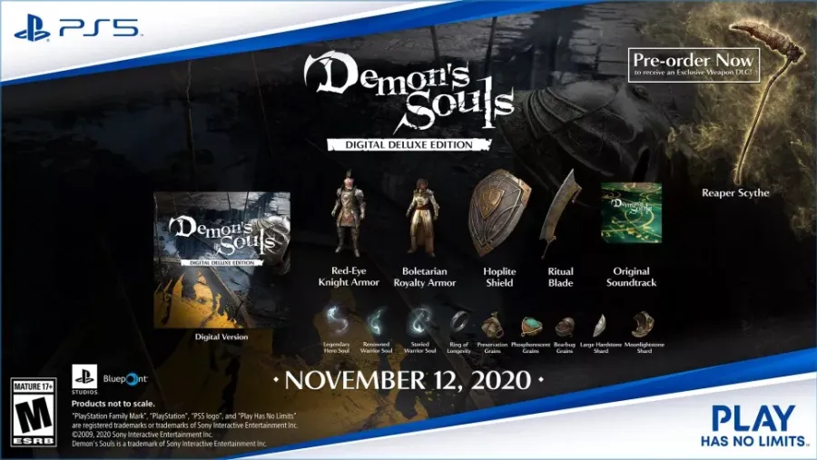 A picture of what is all in the Digtial Deluxe Edition of Demon's Souls