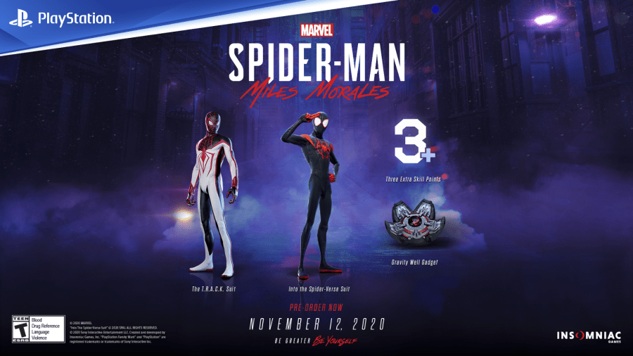 A picture of what you get for pre-ordering Spider-Man: Miles Morales