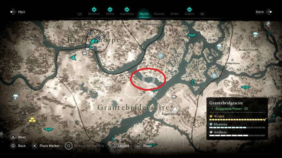 A screenshot of where to find the Bullhead fish in Assassin's Creed: Valhalla