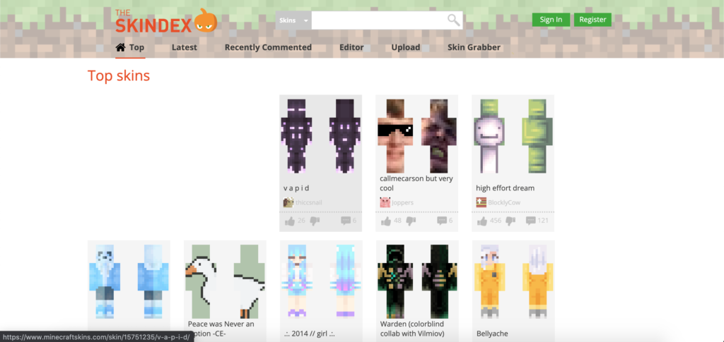 a website where you change your skin for mac minecraft