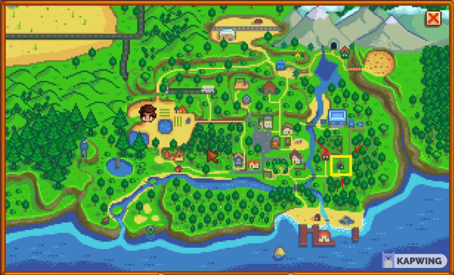 Stardew Valley map highlighting the Museum.