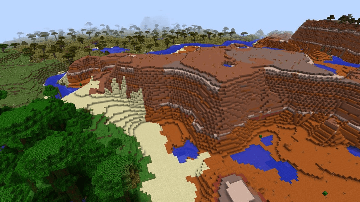 An image of multiple Biomes in Minecraft