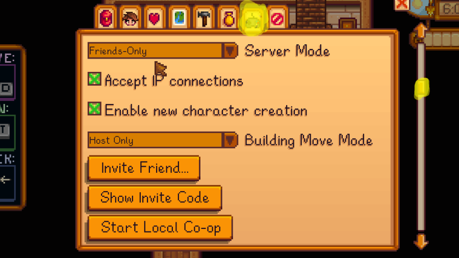 Stardew Valley in game multiplayer settings.