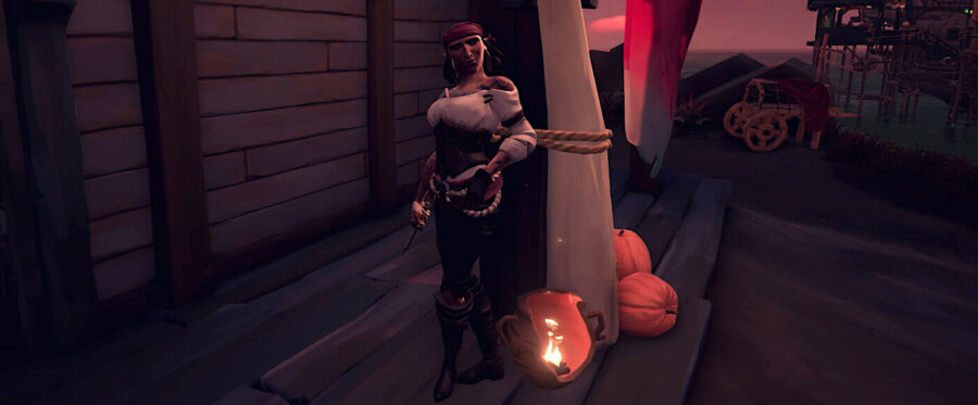 A screenshot of Larinna from Sea of Thieves.