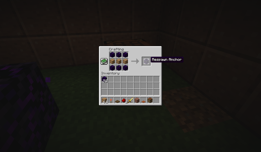 Minecraft crafting recipe for respawn anchor.