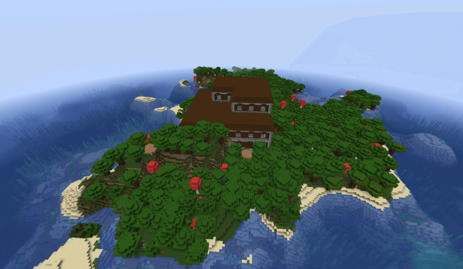 A screenshot of a mansion on an island.