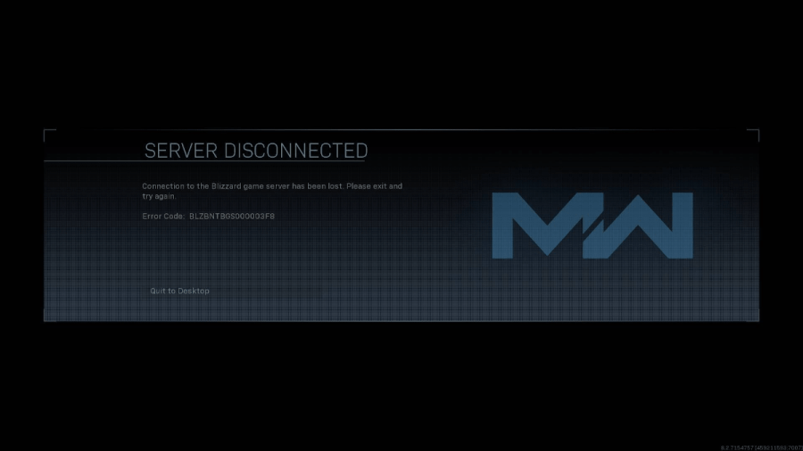 Call of Duty Modern Warfare Error Screen