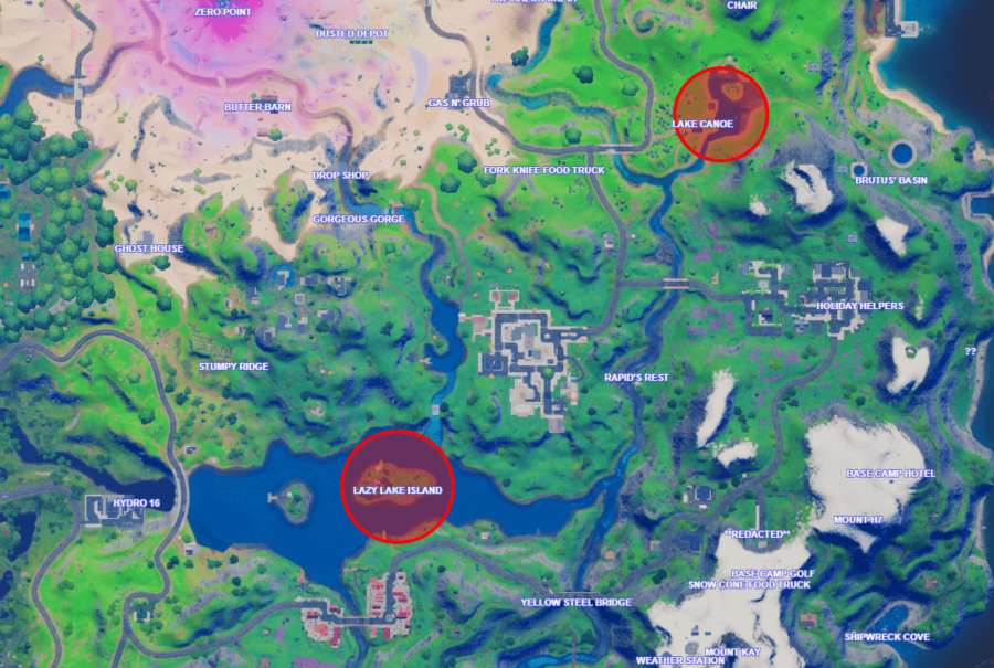 Fortnite Lazy Lake Fishing Spots How To Blow Up Fishing Holes At Lazy Lake Lake Canoe And Near Steamy Stacks Fortnite Chapter 2 Season 5 Pro Game Guides