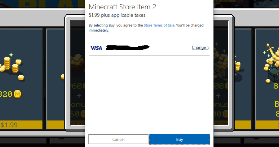 An image of the purchase screen from the Microsoft Marketplace.