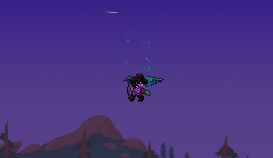 Showing off Spooky Wings in Terraria