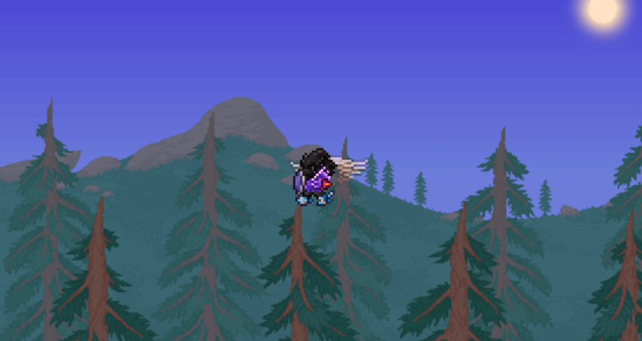Showing off Fledgling Wing in Terraria