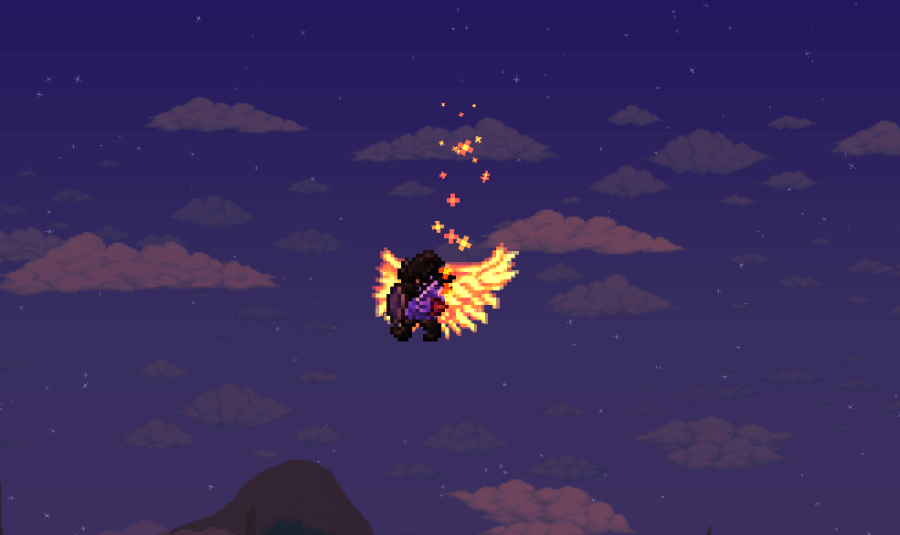 Showing off Solar Wings in Terraria