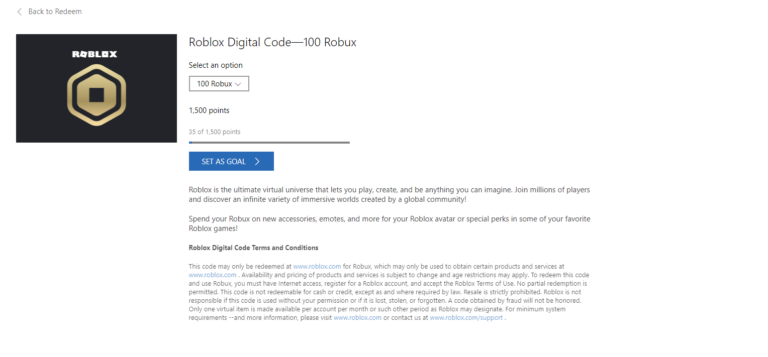 Microsoft rewards codes roblox