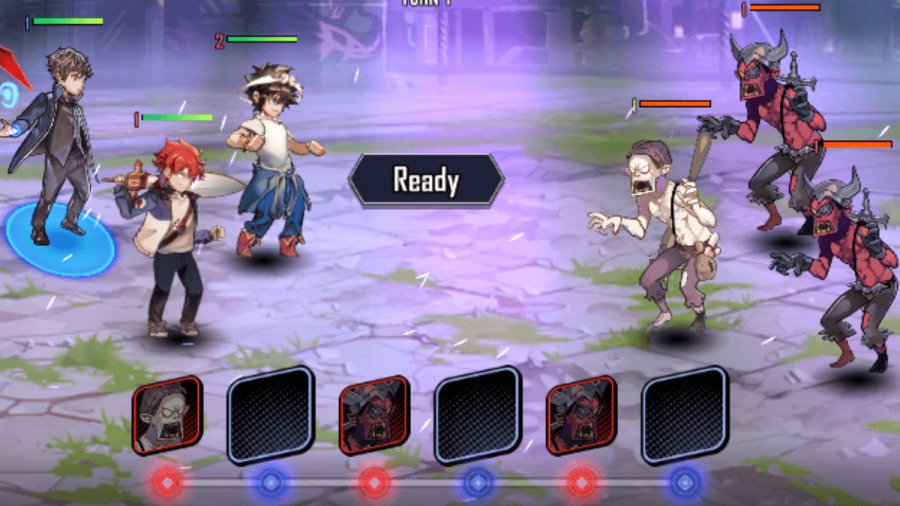 A screenshot of a battle happening in Hero Cantare