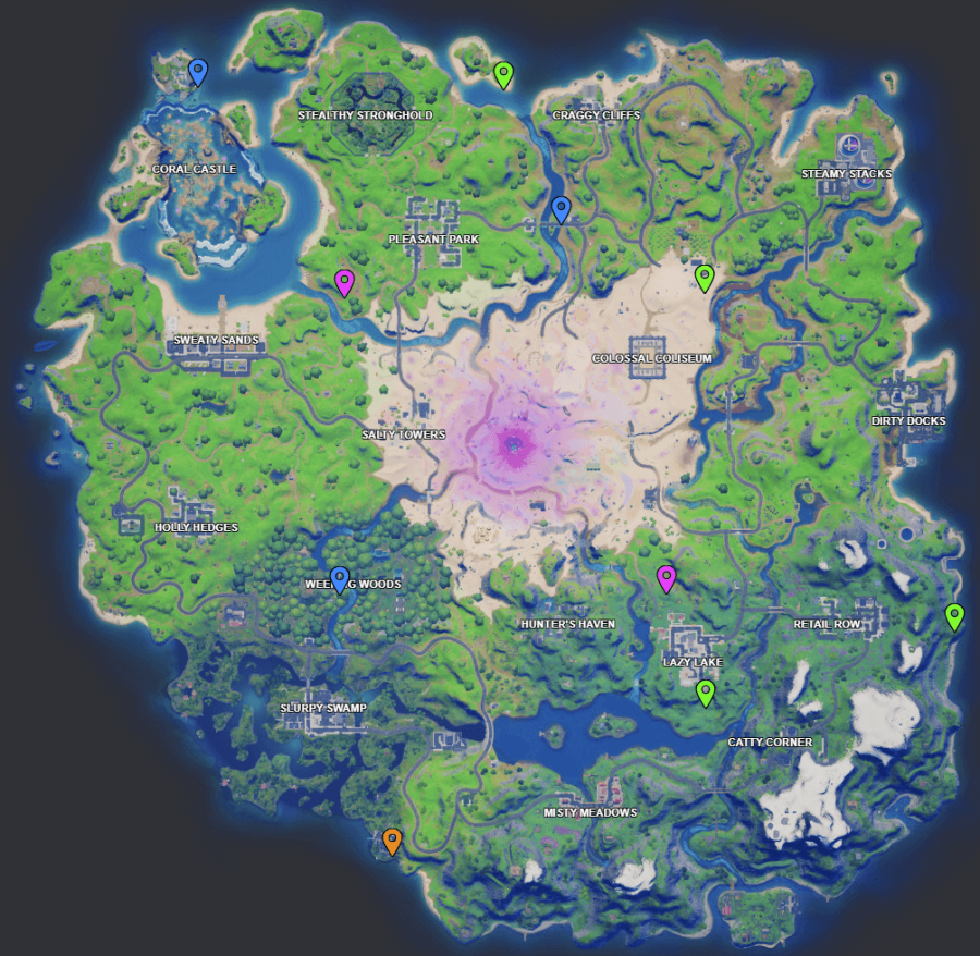 A screenshot from Fortnite showing where Week 10 XP coins are