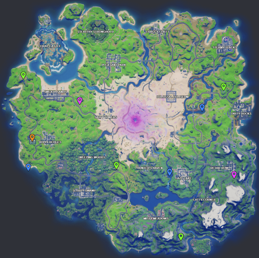 A screenshot from Fortnite showing where Week11 XP coins are
