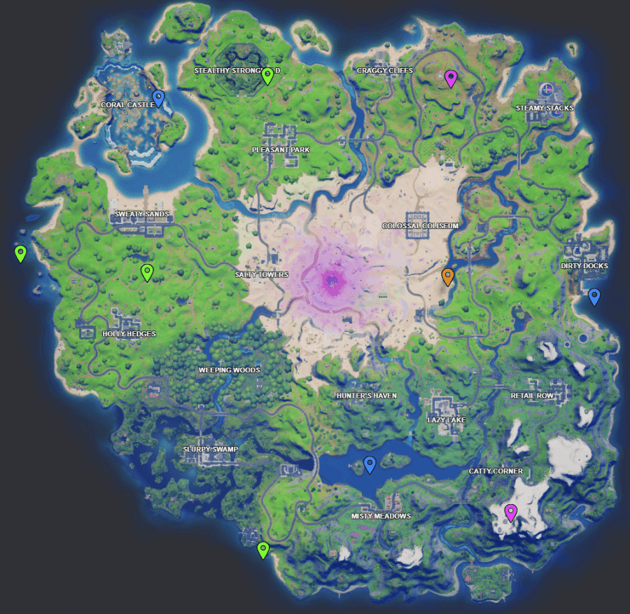 A screenshot from Fortnite showing where Week 7 XP coins are