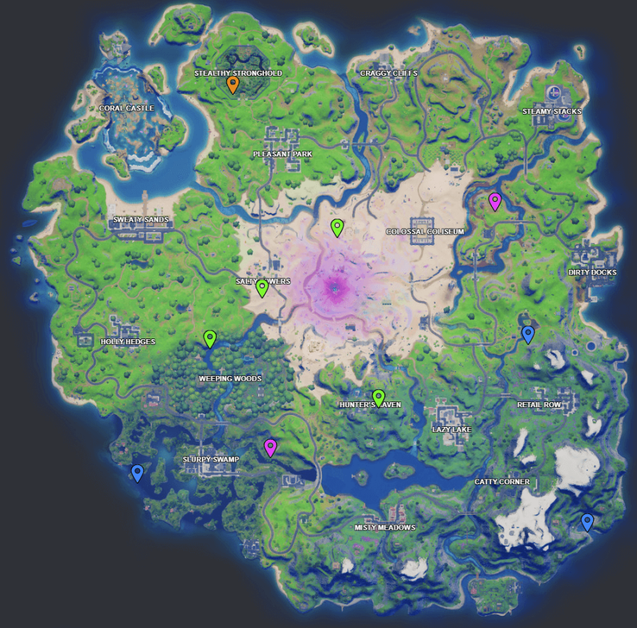 A screenshot from Fortnite showing where Week 8 XP coins are