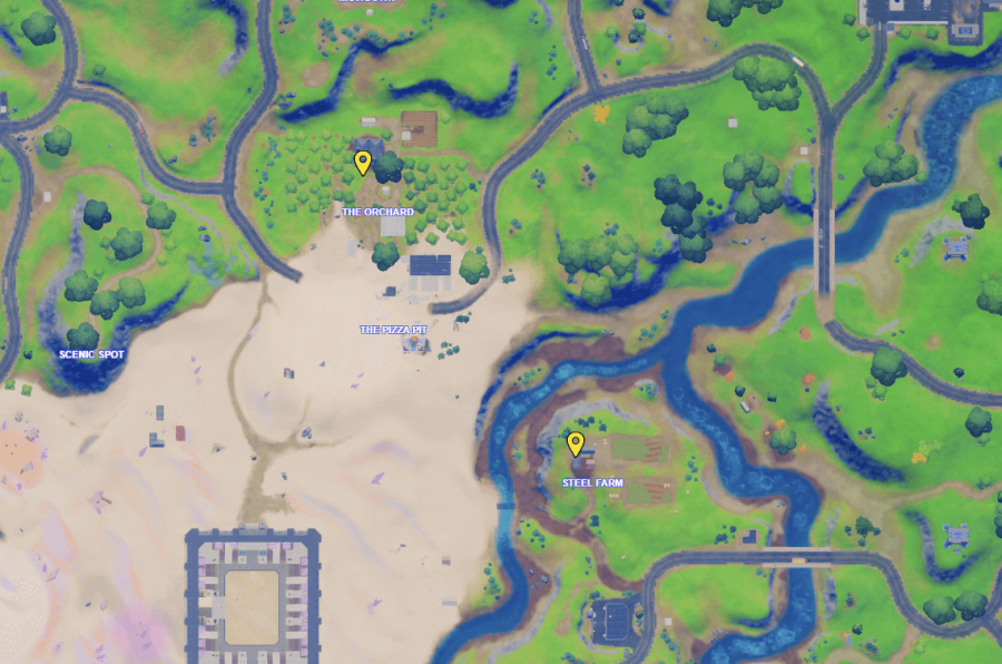 A screenshot from Fortnite showing where the roses are