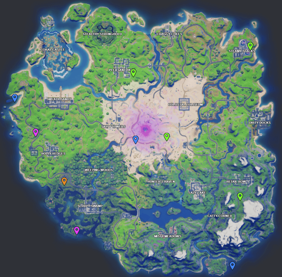 A screenshot from Fortnite showing where Week 9 XP coins are